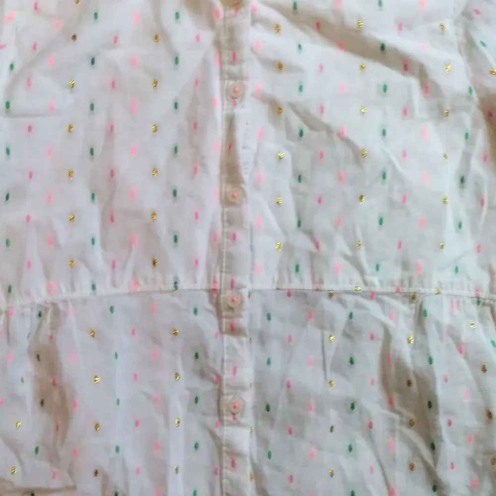 OshKosh Bgosh Shirt size 7 White Colorful Accents Blouse Cotton Back To School
